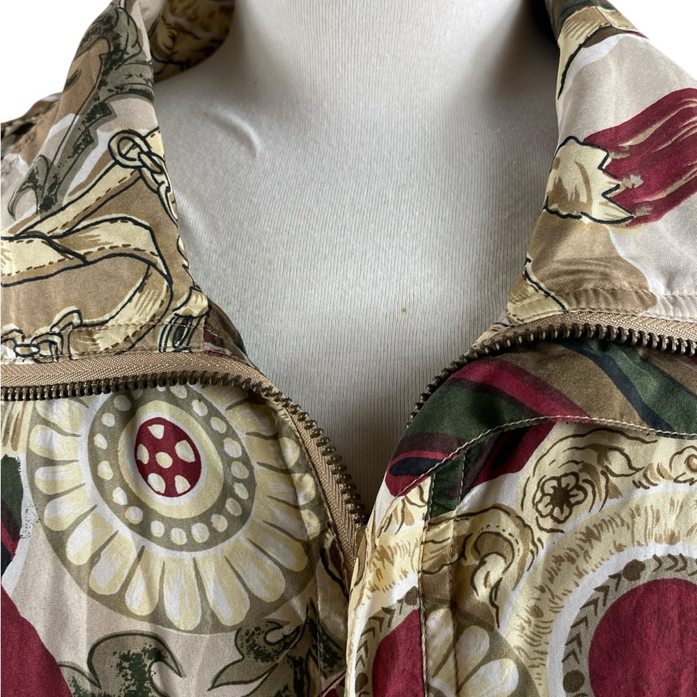 Fuda Vintage Elegant Women's Silk Patterned Bomber Jacket, Size M - Picture 3 of 8